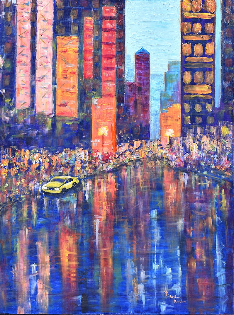 Arthur Kinslow Original Painting  Cityscape 36 x 48 Inches (1 of 3)