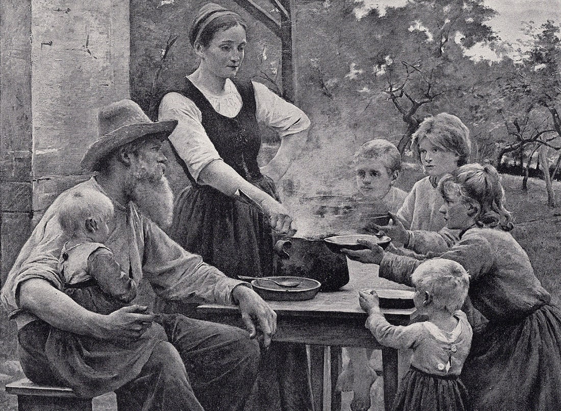 1800s Fernand Blayn Antique Print Normandy, Evening Meal Signed Framed: Fernand Blayn (French, 1853-1892). Evening Meal, Normandy. Antique print after the original. Year: c. 1890. Signed in the plate, lower right. Image Size 7 1/4 x 10 inches. Framed dimensions approximat