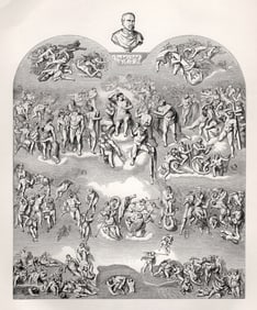 1800s Michelangelo Religious Engraving The Last Judgment Framed