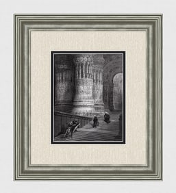 SIGNED 1800s Gustave Dore Woodcut Astolfo & Saint John the Evangelist FRAMED