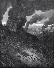 1800s Gustave Dore Atala Wood Engraving "The Forest Fire" SIGNED Framed