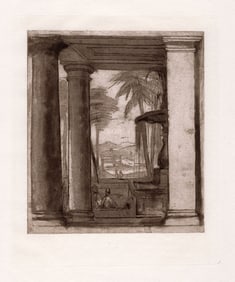 Claude Lorrain Vista seen between Columns 1885 engraving