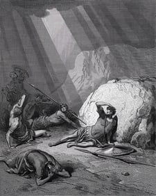 Gustave Dore 1800s Wood Engraving The Conversion of Saint Paul Signed Framed