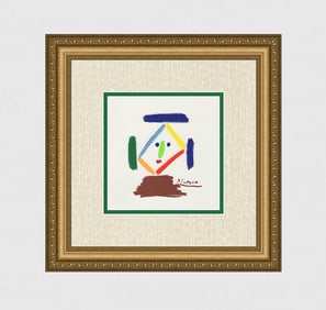 Gallery Framed PICASSO 1968 Color Lithograph "Abstract Face"  SIGNED