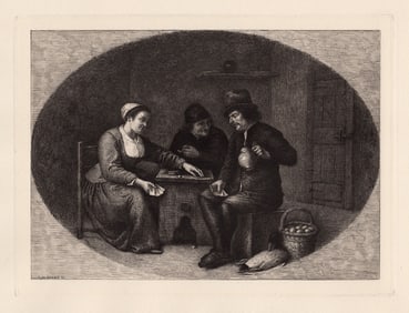 Hendrik Martensz Sorgh Card Players 1884 etching