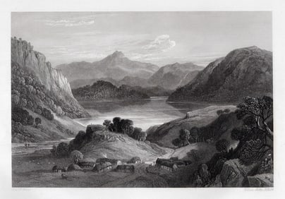 1800s John MacWhirter Engraving "The Clachan of Aberfoil" SIGNED FRAMED