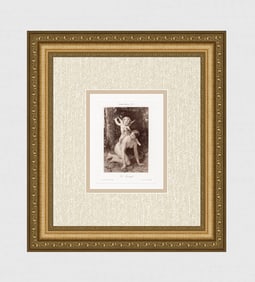 Pretty 1800s Leon Bazille Perrault Antique Print Le Triomphe Framed Signed