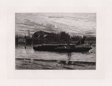 John William Inchbold Charing Cross etching signed