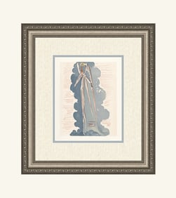 Salvador Dali  1960 Authentic Woodcut Angel Signed Framed