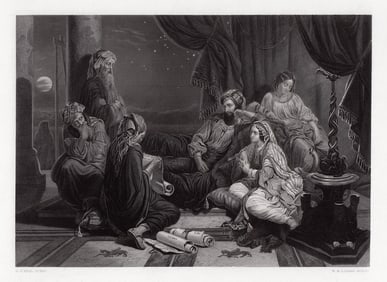 Henry Nelson Ahasuerus engraving signed 1867