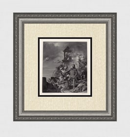 James Drummond 1800s Historic Engraving "The Good Knight, War" Signed Framed