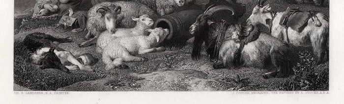 Edwin LANDSEER 1800s Engraving Time of Peace SIGNED Framed