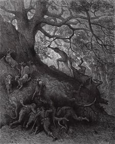 FRAMED 1800s Gustave DORE Orlando Furioso Woodcut THE MADMAN Signed