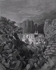 1800s Gustave DORE Religious Woodcut The Destruction of Jericho FRAMED SIGNED