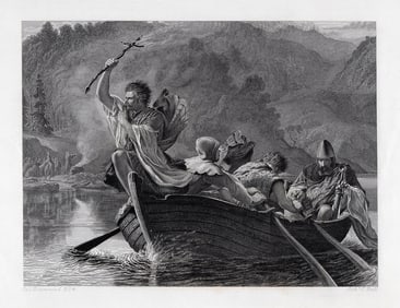 1800s James DRUMMOND Engraving The Cross of Fire FRAMED SIGNED