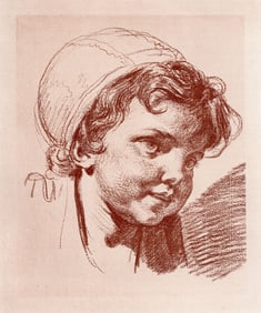 Jean-Baptiste Greuze (French, 1725-1805) Study of a Child's Head 1872 print