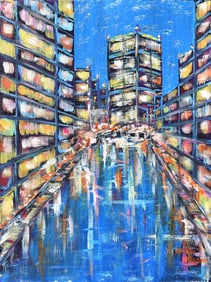 Arthur Kinslow Orginal Painting City Life III 30 x 40 Inches