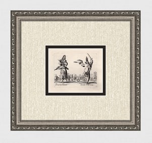 Framed 1920 Jacques CALLOT Engraving "Fracischina & Gian Farina" Limited