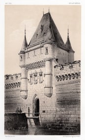 FRAMED 1800s Original Victor Petit Lithograph The Notre Dame Gate SIGNED