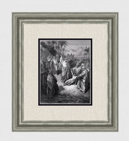 1800s Gustave DORE Wood Engraving Jesus Healing the Lunatic SIGNED FRAMED