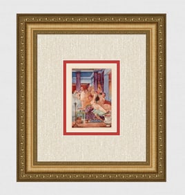 Firmin Maglin 1929 Color NUDE Engraving The Royal Gathering Framed Signed