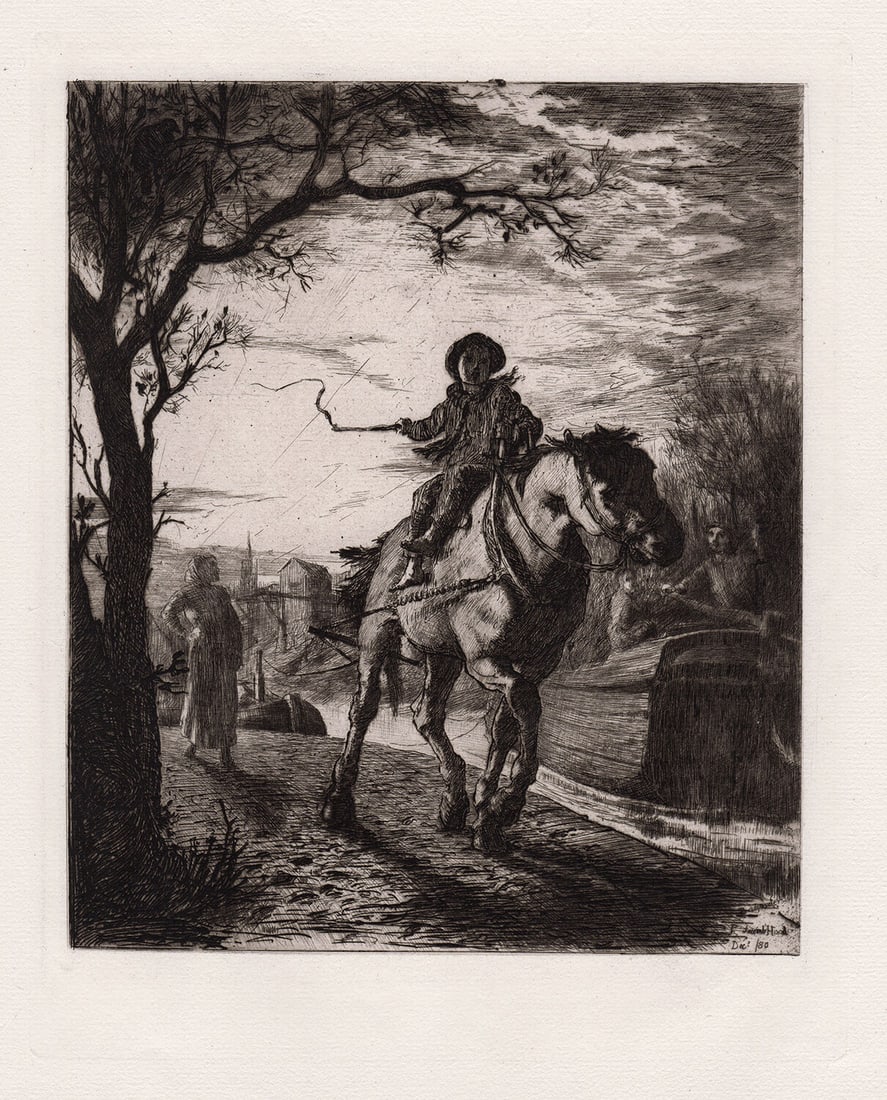 1881 George Percy Jacomb-Hood On the Bridgewater Canal etching signed (1 of 2)