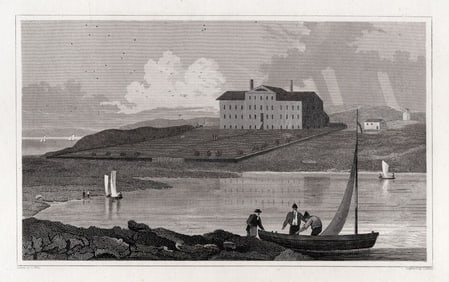 FRAMED 1834 William Guy Wall Engraving Newport, Rhode Island SIGNED