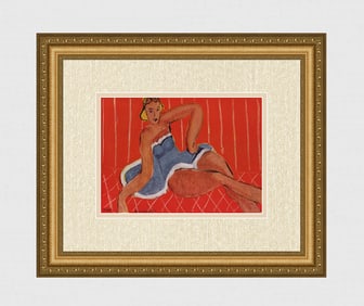 1943 Henri MATISSE Color Lithograph DANCER IN BLUE ON A TABLE Framed Signed COA