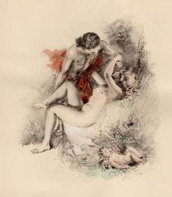 Original 1947 Paul-Emile Becat Nude Limited Lithograph Fou Amoureux Framed