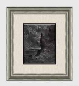 Gustave DORE 1800s Woodcut Battles between Christians & Moors FRAMED Signed