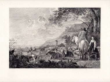 Aelbert Cuyp Landscape with Cattle and Figures 1887 etching