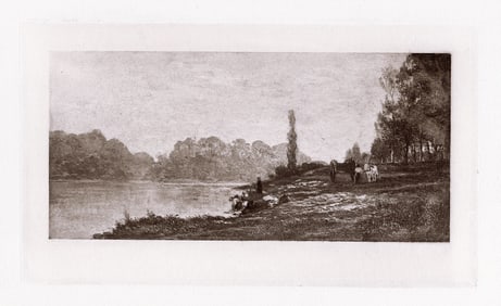 Charles-Francois Daubigny (French, 1817-1878) Banks of the Seine 1885 Antique Print