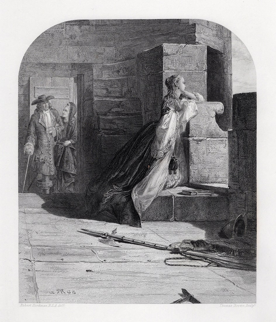 1800s ROBERT HERDMAN Engraving Lady Margaret SIGNED Framed (1 of 3)