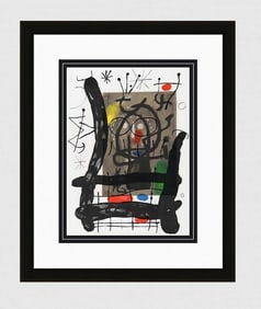 1965 JOAN MIRO Original Color Lithograph Peintures sur Cartons Framed