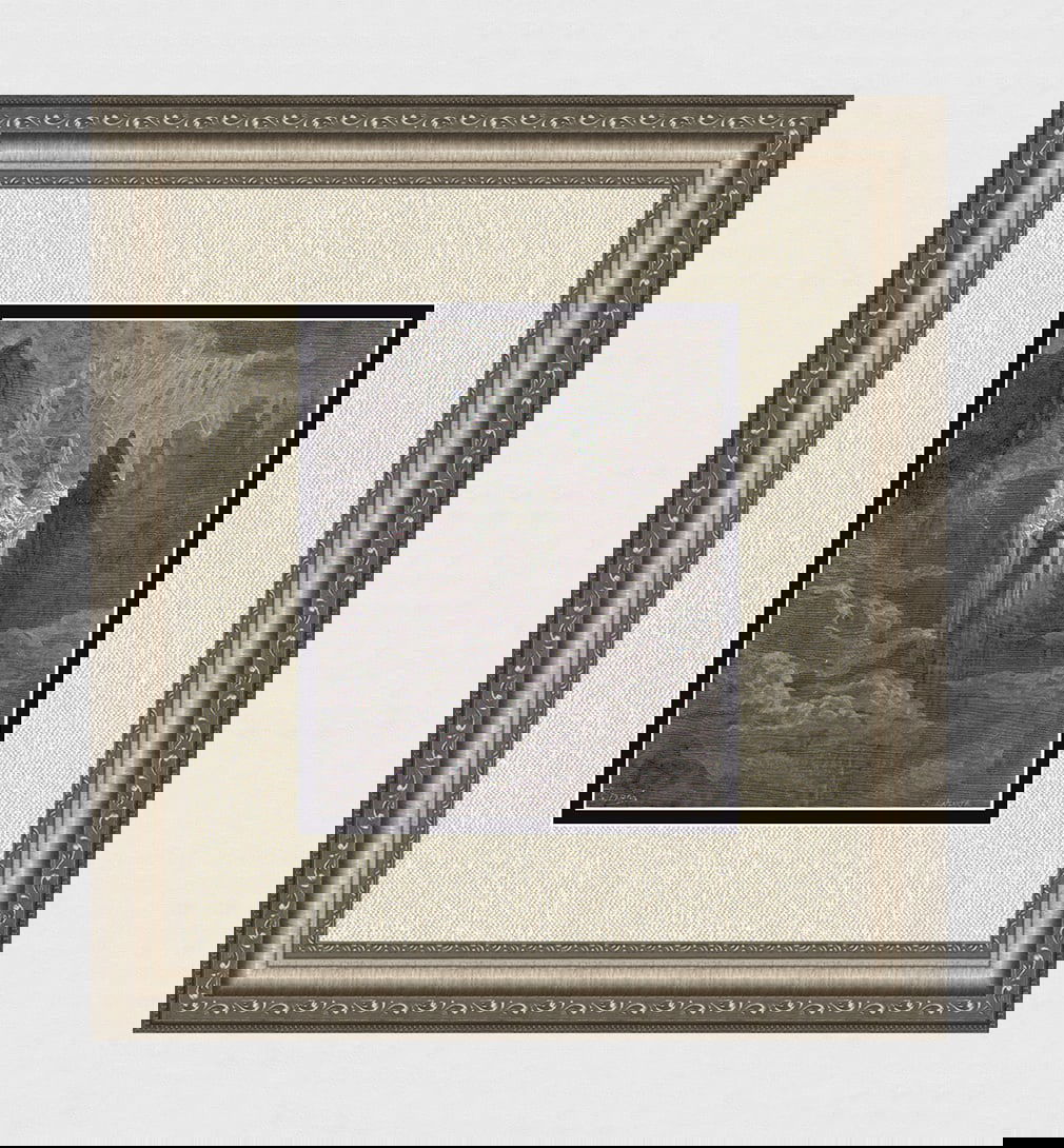 Gustave Dore Creation and Providence (Milton's Paradise Lost) c. 1880 Woodcut Signed: Gustave Dore (Paul Gustave Louis Christophe Dore) (French, 1832-1883). Praise for Creation and Providence (Milton's Paradise Lost). Antique woodcut wove paper after the original by master wood engrave