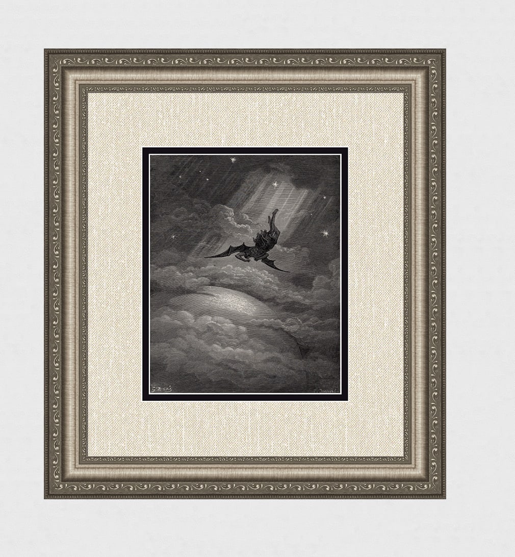 Gustave Dore Satan on Earth (Milton's Paradise Lost) c. 1880 Woodcut Signed (1 of 3)