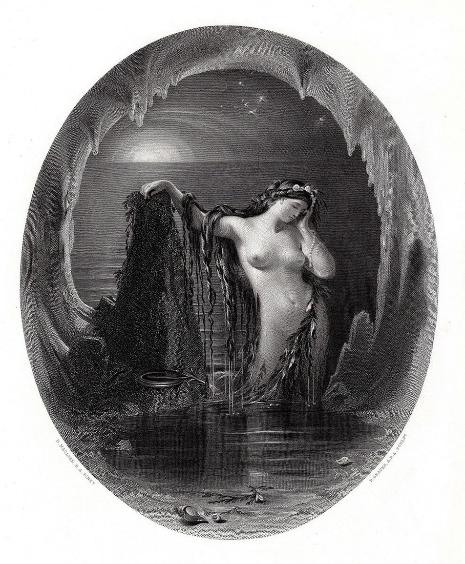 1862 Daniel Maclise The Origin of the Harp engraving signed (1 of 3)