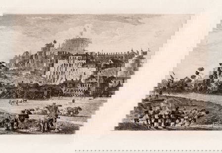 Paul Sandby Windsor Castle in the Eighteenth Century 1885 etching: Paul Sandby. (English, 1731-1809). Windsor Castle in the Eighteenth Century. Antique Etching on laid paper after the original by master etcher Charles Oliver Murray (Scottish, 1842-1923). 1885. Excell