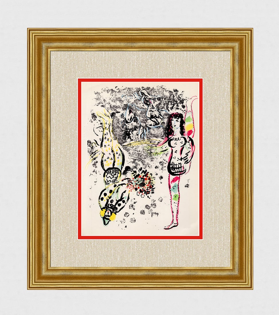 1963 Marc Chagall Lithograph Two Acrobats Circus Framed (1 of 3)