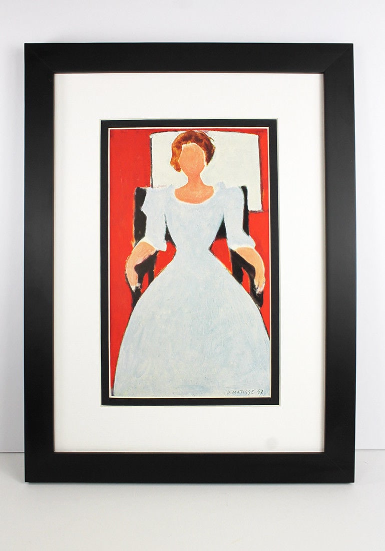 Henri Matisse Young English Girl (Jeune Anglaise) 1948 print: Henri Matisse. (1869-1954). Young English Girl (Jeune Anglaise). Color heliogravure after the original 1947 oil on canvas. 1948. Signed in the plate, lower right. Excellent. Teriade. Atelier Draeger F