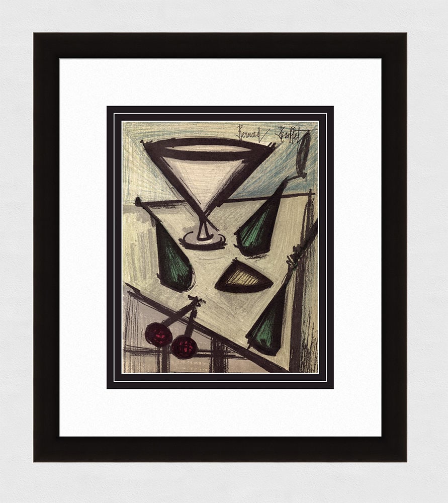 Bernard Buffet 1967 lithograph Still Life with Fruit signed: Bernard Buffet. (1928-1999). Still Life with Fruit. Original Color Lithograph on Wove Paper. 1967. Signed in the plate. Excellent. Atelier Mourlot. Image Size - 9 1/2 x 12 1/4 inches. Approximately 18