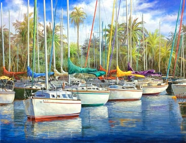 Original Paul Wren Marina II Painting 40 x 30 inches