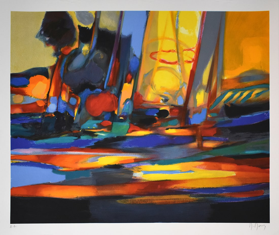 Marcel Mouly Hand signed Lithograph Gold Glade Printers Proof: Marcel Mouly (1918 - 2008). Claiere Doree (Gold Glade). Color lithograph on wove paper. Year: 1998. Signed in pencil, lower right. Numbered EC (Printer's Proof). Image size 28 x 22 3/4 inches. Sheet S