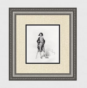 1800s Mariano Fortuny Etching "Gentleman of Gouda" Signed Framed