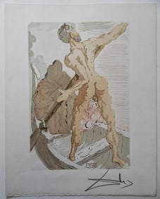 1960 Salvador Dali Charon Authentic Woodcut