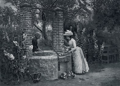 1800s FIRMIN GIRARD Antique Print Well between Properties Framed Signed
