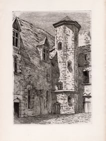 1870 Philip Gilbert Hamerton The Hotel De Beauchamp, Autun etching signed