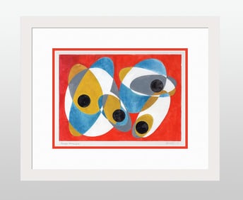Mathis Original Gouache Busy moving Forms Framed Swiss