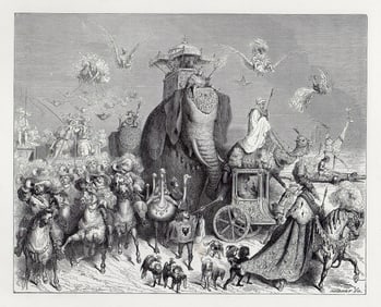 Gustave Dore Donkeyskin VI 1880 Wood Engraving Signed