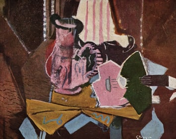 1956 Georges Braque Vintage Color Print UNDER THE LAMP Framed Signed